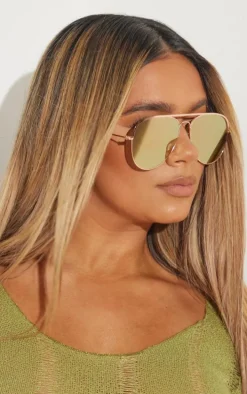 Rose Gold Thin Bar Aviator Sunglasses