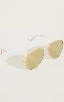 Rose Gold Thin Bar Aviator Sunglasses