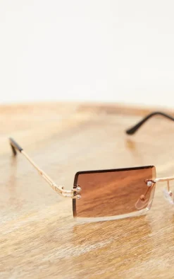 Rose Lens Square Frameless Sunglasses