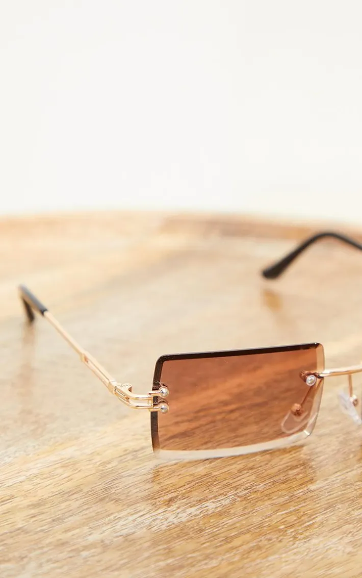Rose Lens Square Frameless Sunglasses
