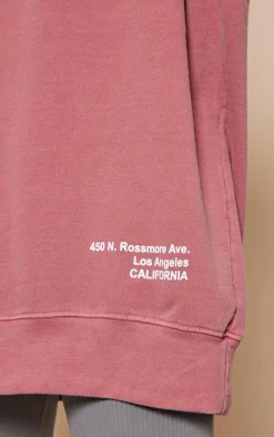 Rose Los Angeles Small Print Graphic Washed Sweatshirt