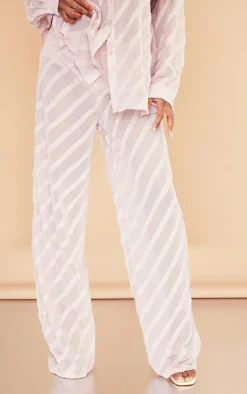 Rose Textured Chiffon Oversized Wide Leg Pants