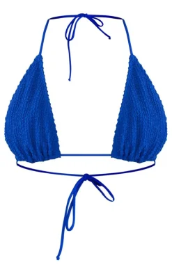 Royal Blue Crinkle Triangle Bikini Top