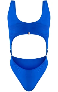Royal Blue High Leg Cut Out Swimsuit
