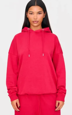 Ruby Red Chill Club Puff Print Oversized Hoodie