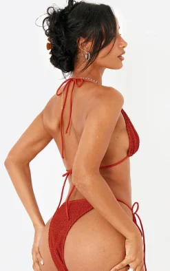Rust Crinkle Tie Side Bikini Bottoms