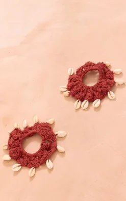 Rust Crochet Shell Scrunchies 2 Pack