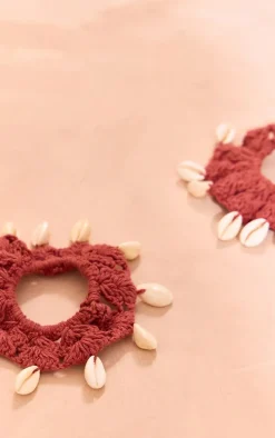 Rust Crochet Shell Scrunchies 2 Pack