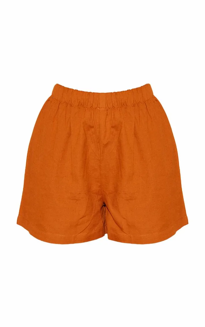 Rust Linen Look Floaty Shorts