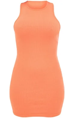 Rust Rib Racer Bodycon Dress
