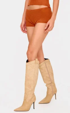 Rust Sheer Knit Hot Pants