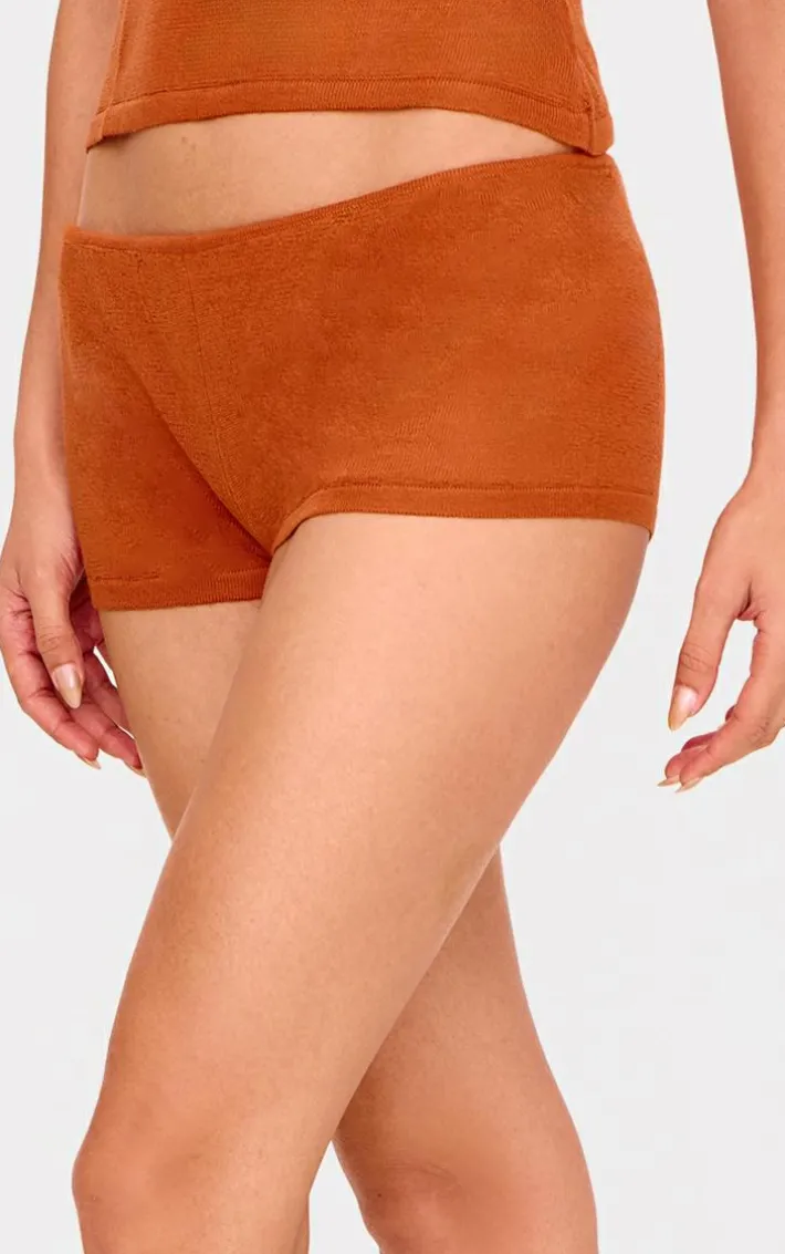 Rust Sheer Knit Hot Pants