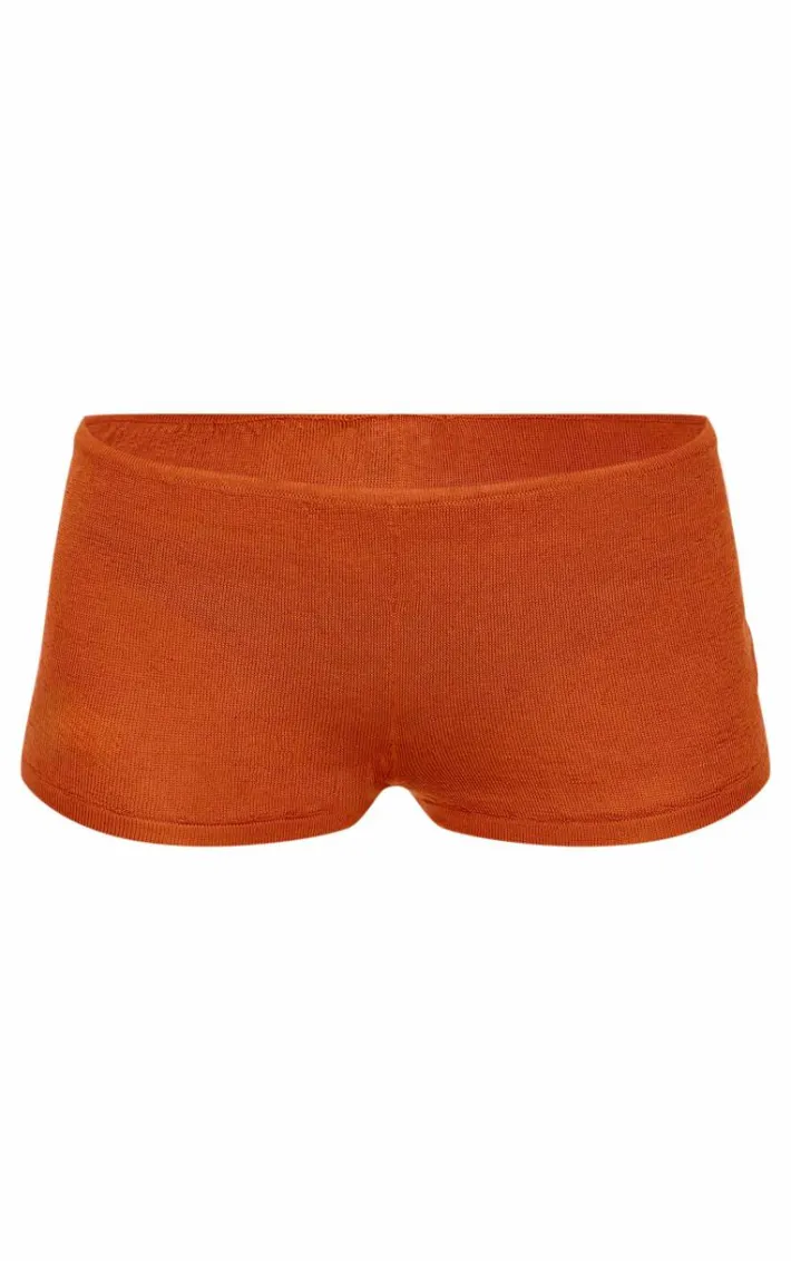 Rust Sheer Knit Hot Pants