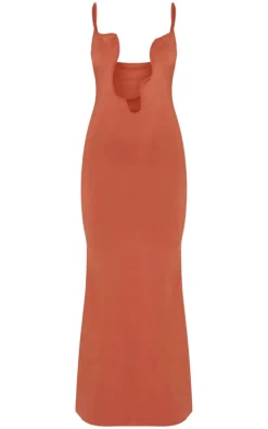 Rust Slinky Wired Plunge Maxi Dress