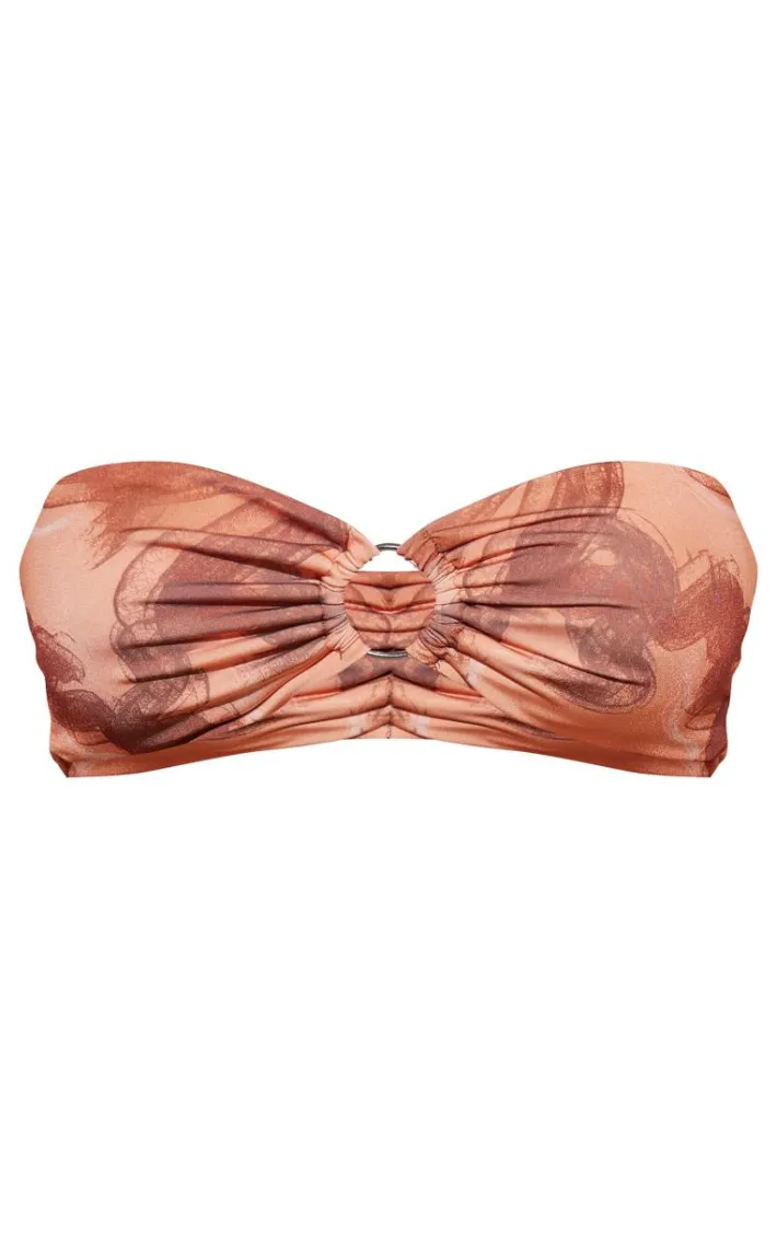 Rust Swirl Print Bandeau Bikini Top