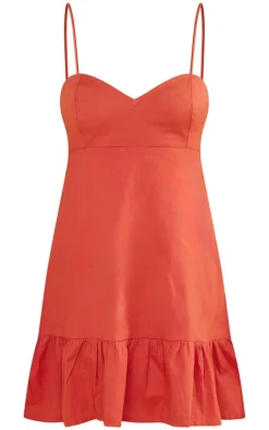 Rust Tierred Cross Back Shift Dress