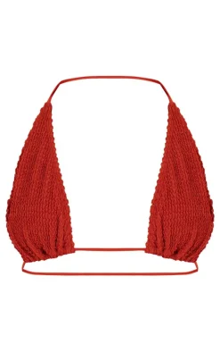 Rust Triangle Crinkle Bikini Top