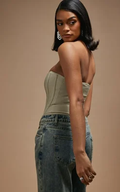 Sage Bandage Hook And Eye Structured Corset