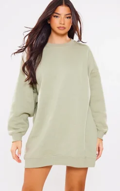 Sage Green Buffalo N.Y Printed Graphic Sweatshirt Dress