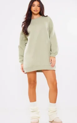 Sage Green Buffalo N.Y Printed Graphic Sweatshirt Dress
