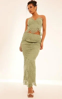 Sage Green Lace Midaxi Skirt