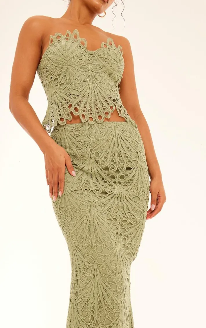 Sage Green Lace Midaxi Skirt