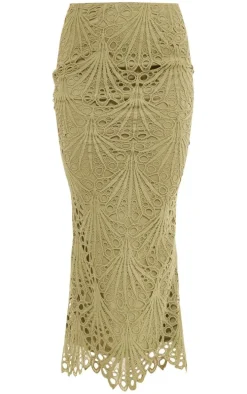 Sage Green Lace Midaxi Skirt