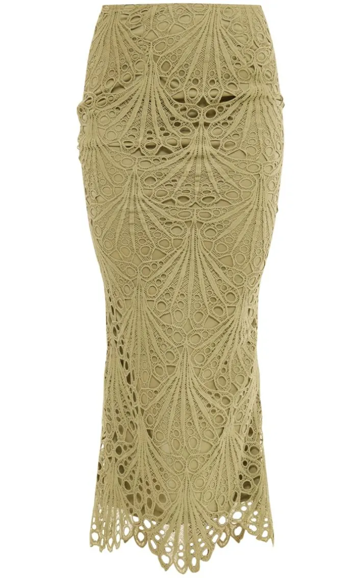 Sage Green Lace Midaxi Skirt
