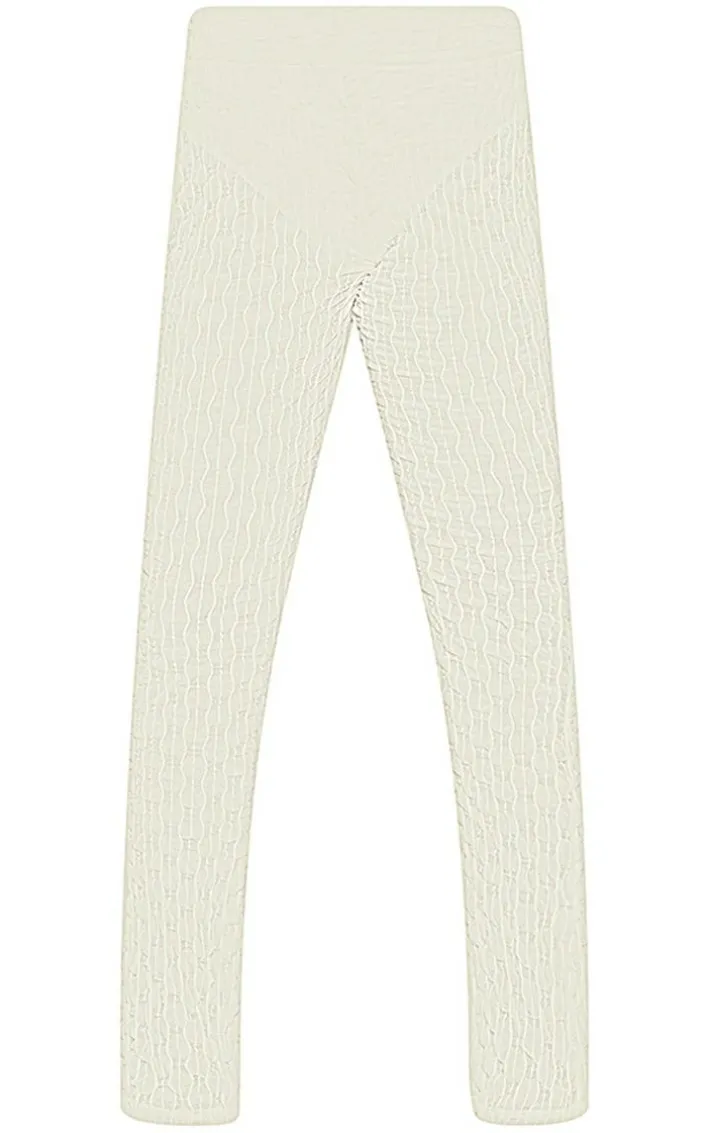 Sage Green Mesh Textured High Waisted Panties Flare Pants