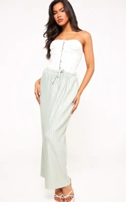 Sage Green Plisse Flowy Maxi Skirt