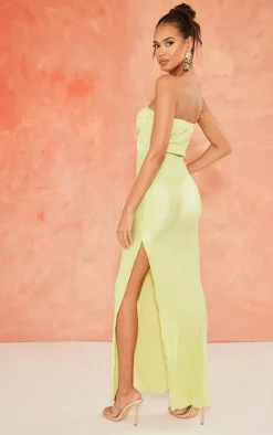 Sage Green Plisse Underwired Bandeau Maxi Dress