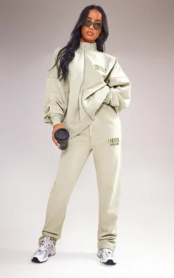 Sage Green Premium Tonal Print Straight Leg Sweatpants