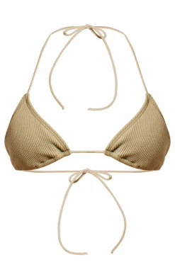 Sage Green Ribbed Triangle Bikini Top