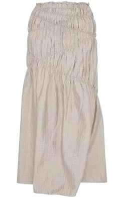 Sage Green Shirred Detail Crinkle Woven Maxi Skirt