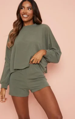 Sage Green Soft Rib PJ Shorts