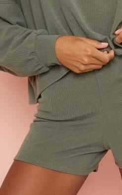 Sage Green Soft Rib PJ Shorts