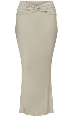 Sage Green Soft Touch Knot Front Midaxi Skirt