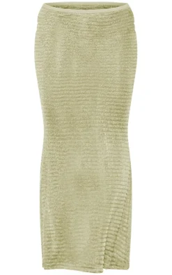 Sage Green Textured Fishtail Beach Maxi Skirt