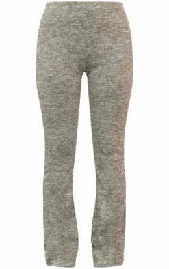 Sage Green Textured Marl Contrast Seam Skinny Flare Pants