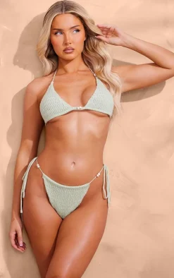 Sage Green Tie Side Crochet Bikini Bottoms