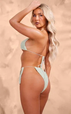 Sage Green Tie Side Crochet Bikini Bottoms