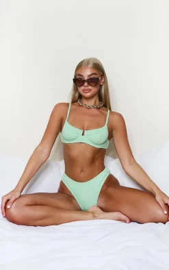 Sage Green Underwired Mini Crinkle Bikini Top