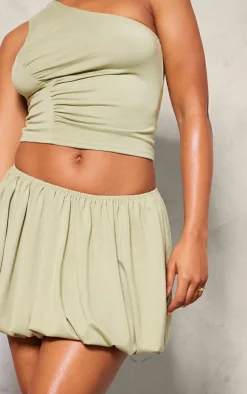 Sage Jersey Puff Ball Mini Skirt