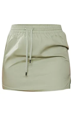 Sage Khaki Cotton Poplin Micro Mini Cargo Skirt