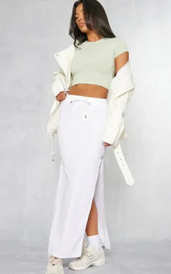 Sage Khaki Cotton Short Sleeve Crop Top