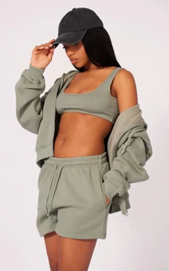Sage Khaki Scoop Neck Jersey Bralet