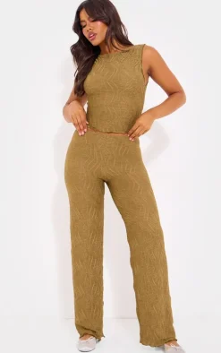 Sage Khaki Textured Boatneck Top