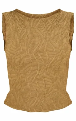 Sage Khaki Textured Boatneck Top