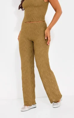Sage Khaki Textured Straight Leg Pant