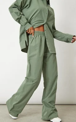 Sage Khaki Woven Oversized Wide Leg Pants